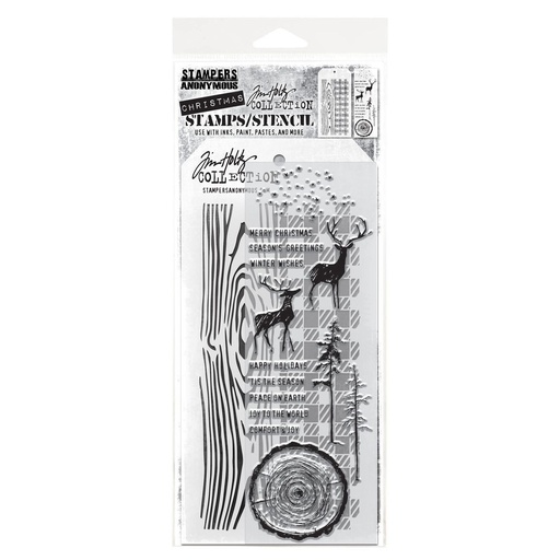 Tim Holtz Mixed-Media Stamps & Stencil Set - Great Outdoors