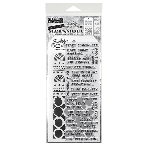 Tim Holtz Mixed-Media Stamps & Stencil Set #62 - Noteworthy 2