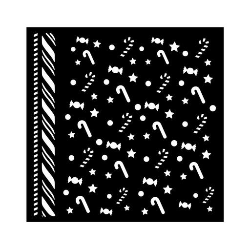 Stamperia - Candy Christmas - Candycanes Pattern Stencil (18cmX18cm)   