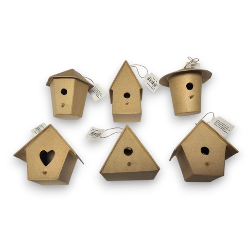 Creativ - Paper Mache Mini Bird Houses - Assorted Designs (6pcs)