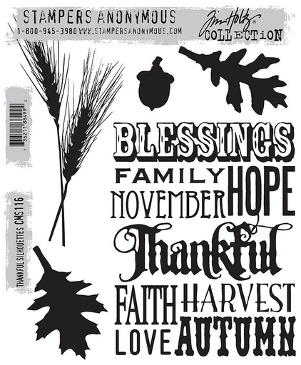 Tim Holtz - Stampers Anonymous Cling Stamps - Thankful Silhouettes