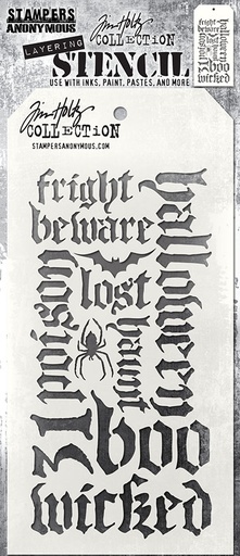 Tim Holtz Layering Stencil - Halloween Script