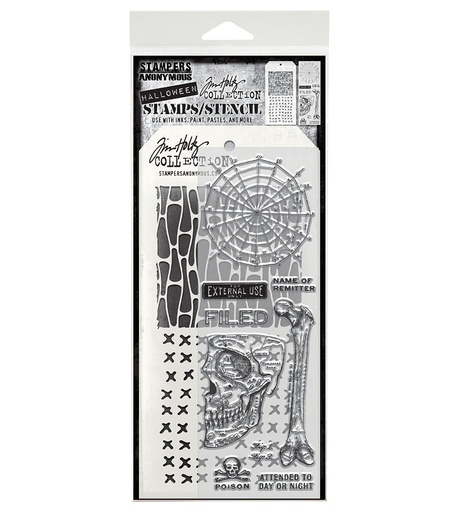 Tim Holtz Mixed-Media Stamps & Stencil Set - Anatomy