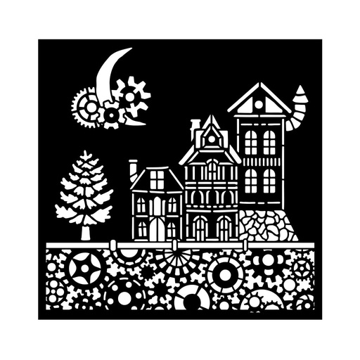 Stamperia - Gear Up for Christmas -  Houses Stencil (18x18cm)