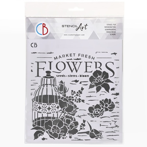 Ciao Bella Paper - Book Lovers - Market Fresh Flowers 8"x8" Stencil  