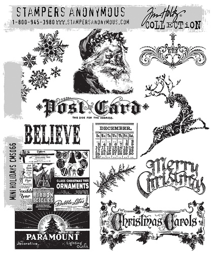 Tim Holtz - Stampers Anonymous Cling Stamps - Mini Holidays