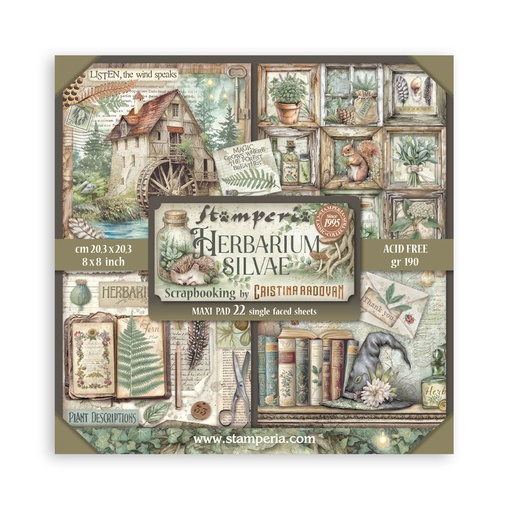 Stamperia - Herbarium Silvae - 8"x8" Single Faced Scrapbooking Pad 