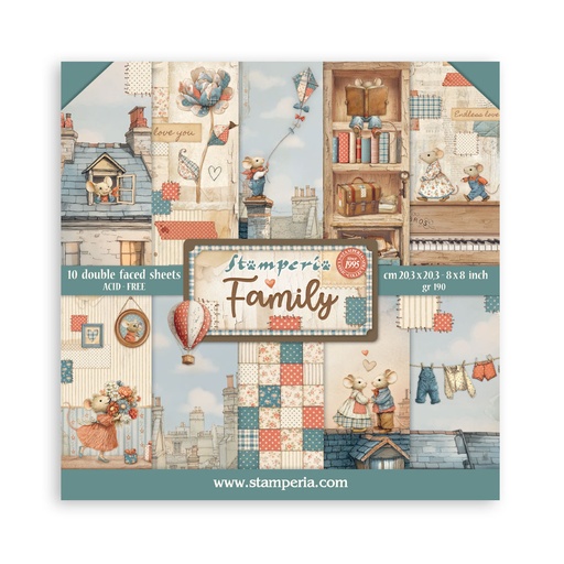 Stamperia - Family - 8"x8" Double Sided Scrapbooking Pad