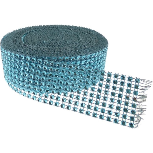 Diamante Effect Ribbon - Turquoise (10yds)