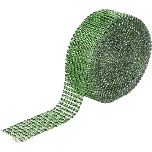 Diamante Effect Ribbon - Green (10yds)