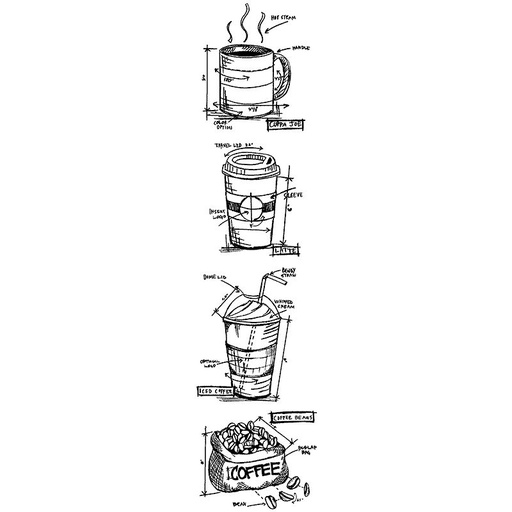 Tim Holtz Blueprint Strip Stamps - Fresh Brewed