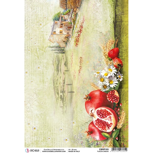 Ciao Bella Paper - Tuscan Dream A4 rice paper (SINGLE Sheet)