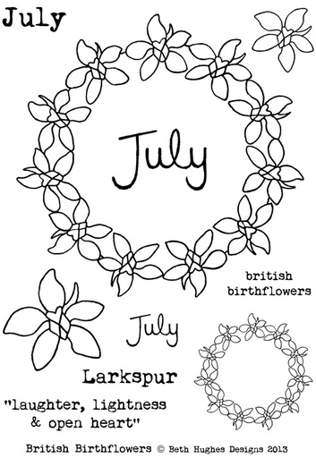 Beth Hughes - July Birth flowers stamp set