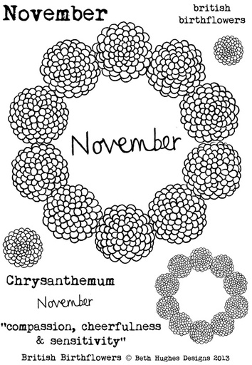 Beth Hughes - November Birth flowers stamp set