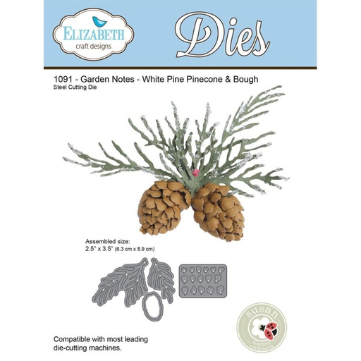 Elizabeth Craft Designs - Garden Notes White Pinecone & Bough Die Set