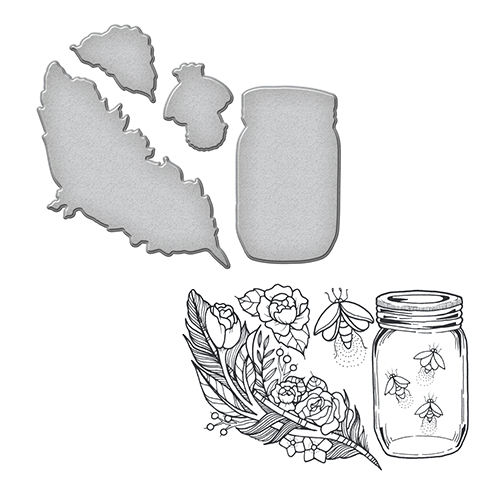 Spellbinders Stamp & Die Set - Feather Fireflies
