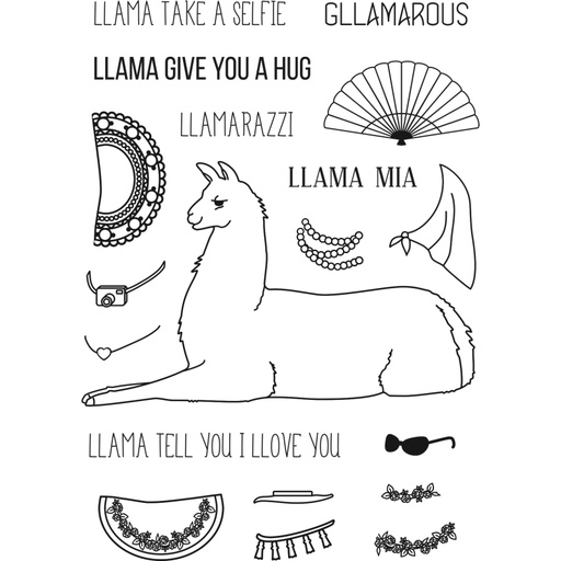 Sweet Dixie Llama Glamorous stamp set by Sharon Callis