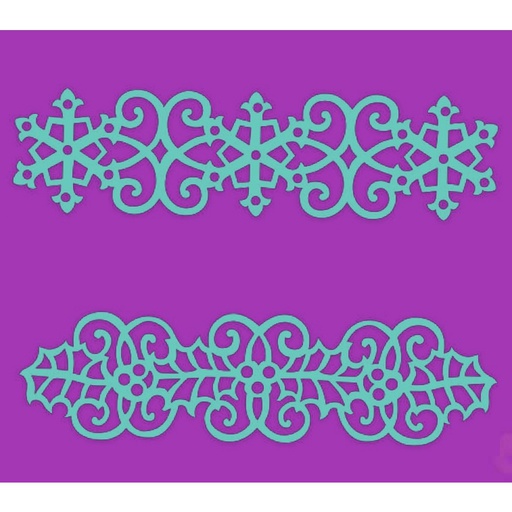 Sweet Dixie Swirling Holly & Snowflakes Border Stencils